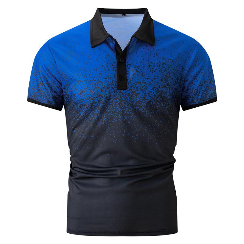 3D цифровая печать градиент цвета короткий рукав рубашка поло с лацканами мужская повседневная мода 100% полиэстер гольф рубашка поло топы