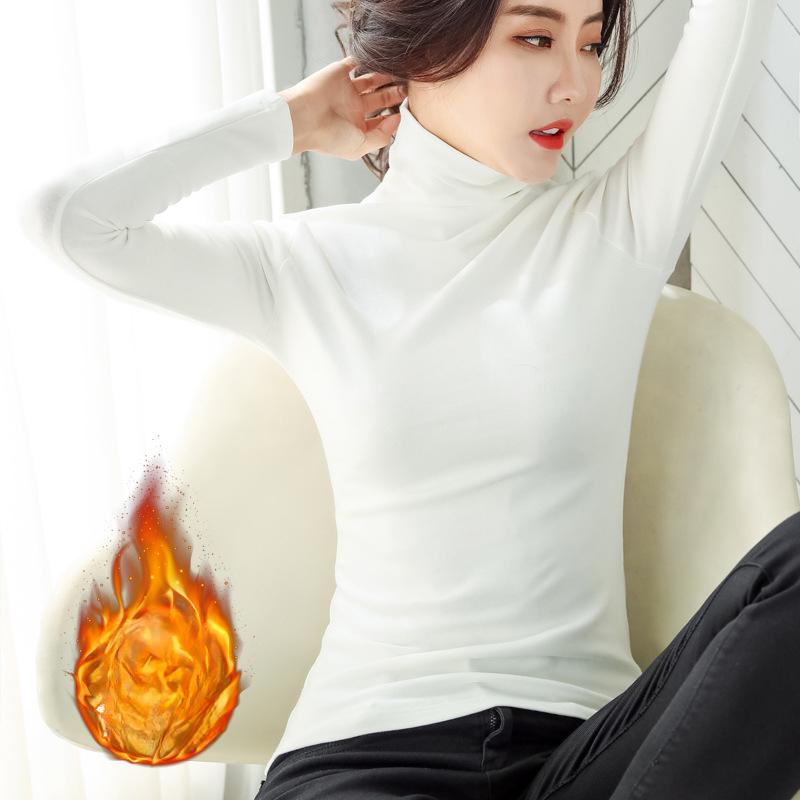 Водолазка из бархата, женская однотонная рубашка на осень и зиму, новая облегающая и тонкая студенческая футболка с длинными рукавами