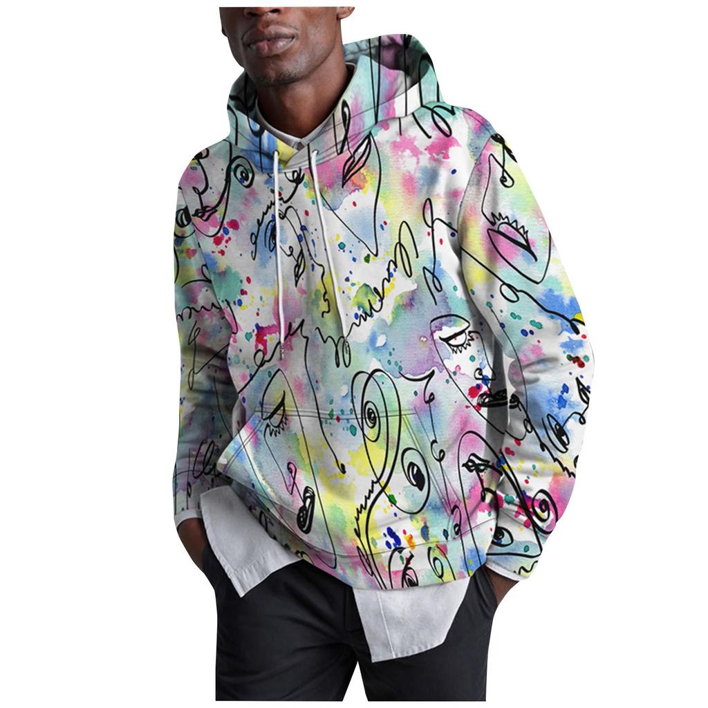 Men's Loose Printed Hooded Sweatshirt Men's Casual Fashion Sports Sweatshirt
