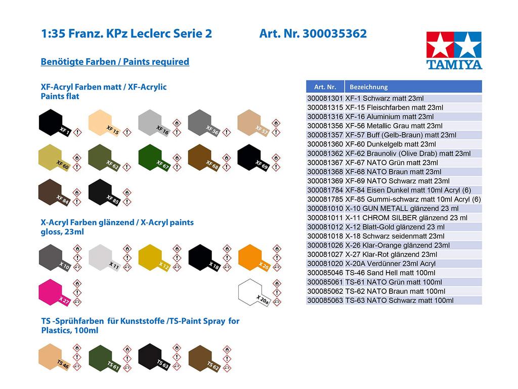 Tamiya Военная миниатюра, французский основной боевой танк Leclerc, серия 2, пластиковая модель 35362 1/35 № 362