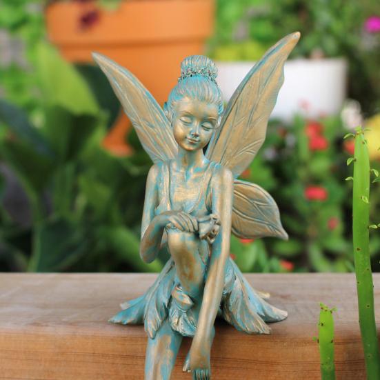 Фигурка Феи цветов Юшэн, расписанная, сидящая, статуэтка феи, садовая скульптура феи для украшения комнатных и уличных кашпо, бонсай