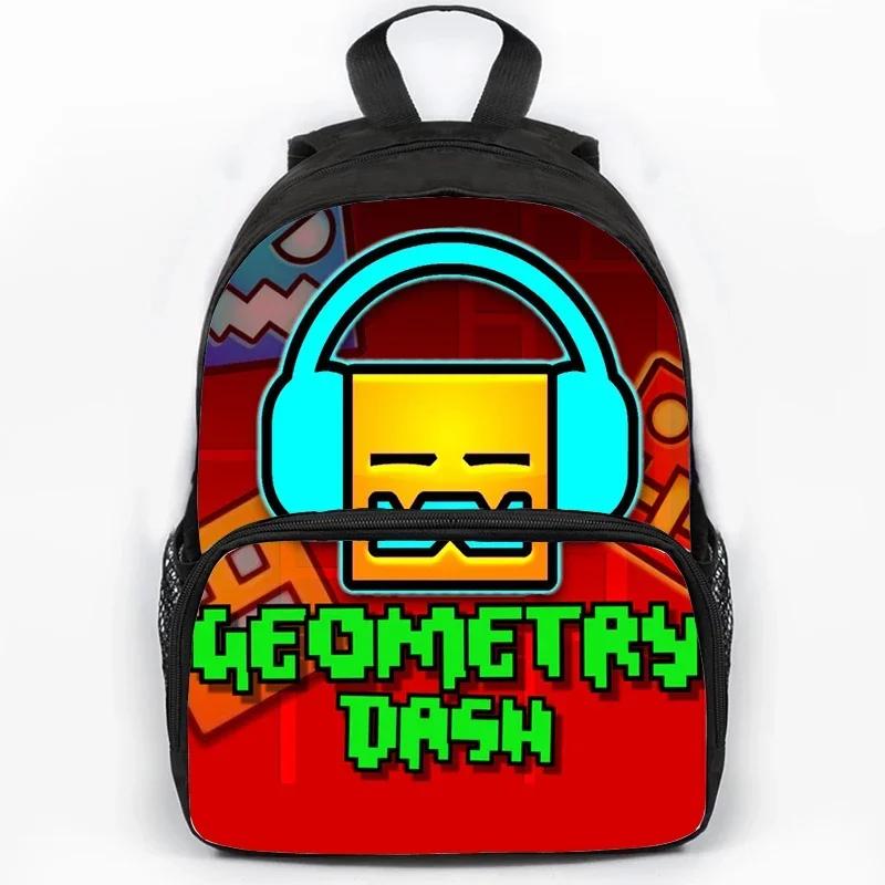 Children Large Capacity Angry Geometry Dash Print Backpack Students School Bags for Girls Boys Cartoon Bookbag Travel Backpacks