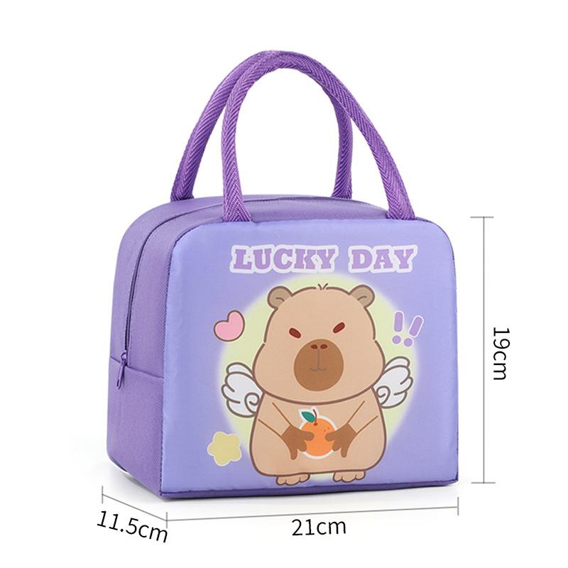 Cartoon Capybara Lunch Bag Insulated Food Container Portable Thermal Bento Box Bag Multifunctional Kids School Picnic Food Pouch