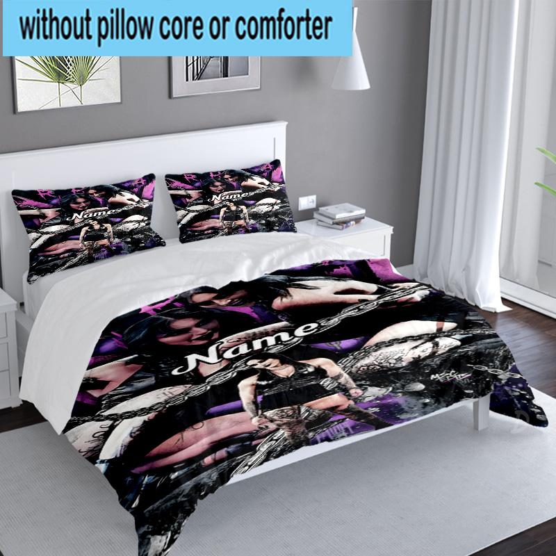 Custom Name 3PCS Rhea Ripley wrestling Bedding Set Including 1pc Duvet Cover And 2pcs Pillowcases for Bedroom, Dormitory Gift Home Decor