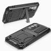 For Samsung Galaxy S25+ Case PC+Silicone+Metal Kickstand Phone Cover with Tempered Glass Film