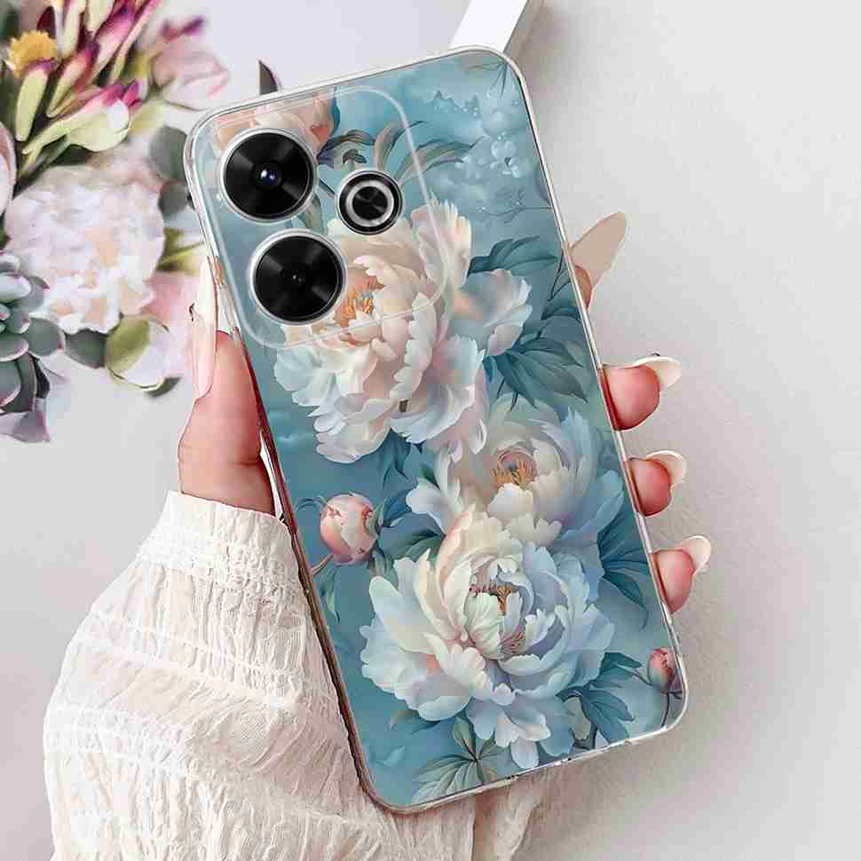 For Xiaomi Redmi 13 4G Case Fashion Girl Flower Silicone Soft TPU Shockproof Cover Coque For Redmi13 redemi13 Bumper Phone Case