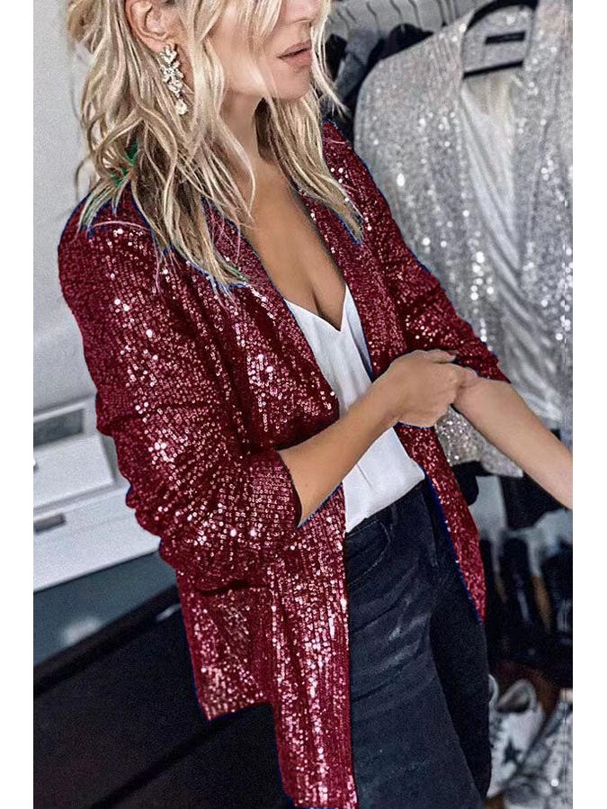 European and American Women's Sequined Long-Sleeve Autumn/Winter Blazer, 2025 Collection