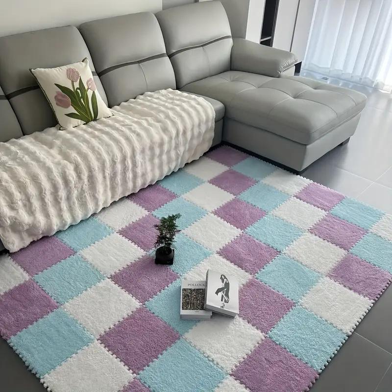 18 шт. Плюшевые пенные коврики-пазлы, Мягкие ворсистые пушистые коврики для пола, Цветные защитные коврики для пола для дома, детской комнаты