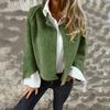 Winter Women Jacket Round Neck Thick Fleece Open Stitch Short Type Cardigan Long
