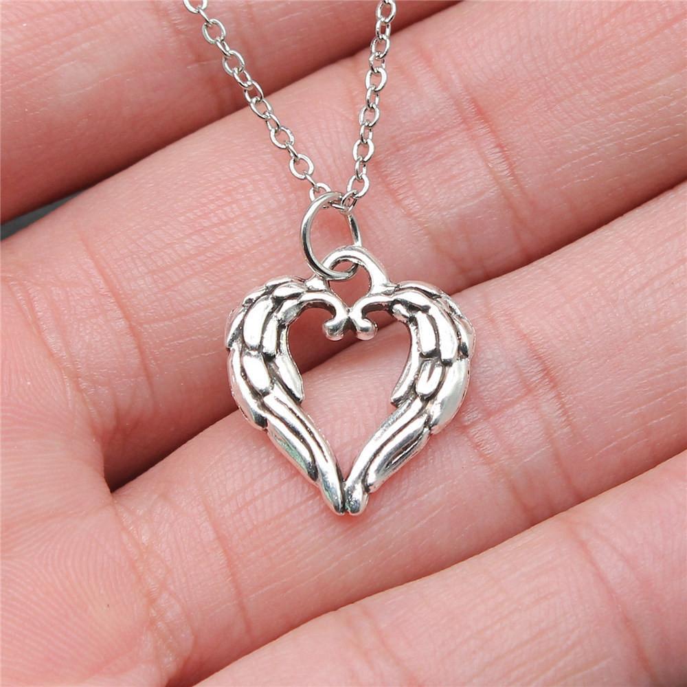 Ожерелье с крыльями ангела в форме персикового сердца, 40 см, короткая цепочка, украшения для девочек, День отца, кавайные материалы