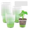 6 Pcs Clear Nursery Pots Seedlings Cultivation Pots with Silicone Base Reusable Seeds Starter Flower Pot with Labels for Garden Balcony