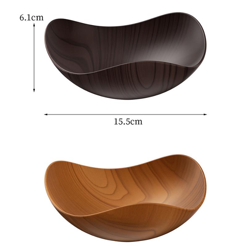 4/8PCS Wood Grain Plastic Bowl - Multifunctional Salad Fruit Candy Container For Party Gathering Table Supplies