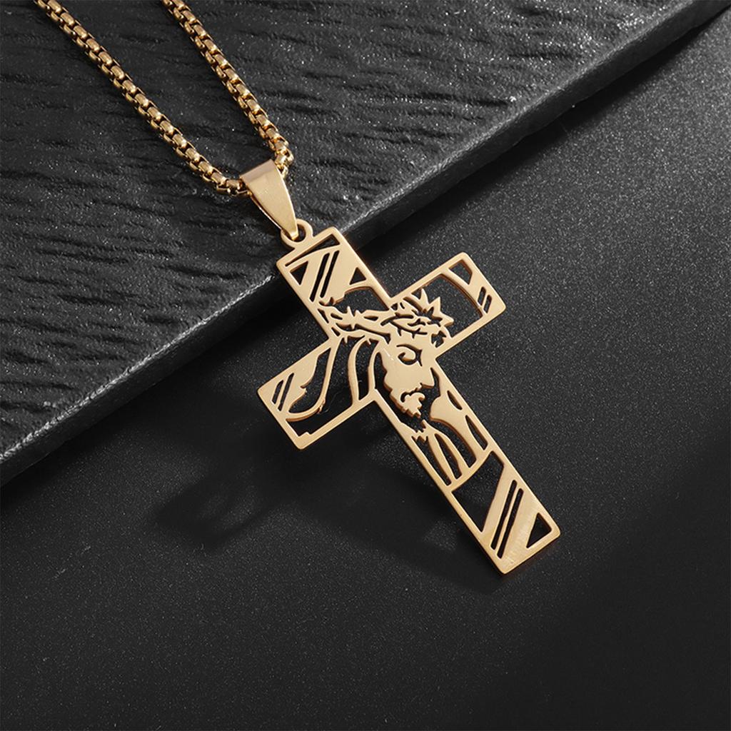 Religious Crucifix Pendant Necklace Adjustable Length Neckchain for Men and Women Stylish Faith Symbol Jewelry Accessory