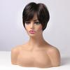 ALAN EATON Черно-коричневые синтетические парики с мелированием Короткие прямые парики для женщин Натуральные волосы Термостойкие парики с челкой
