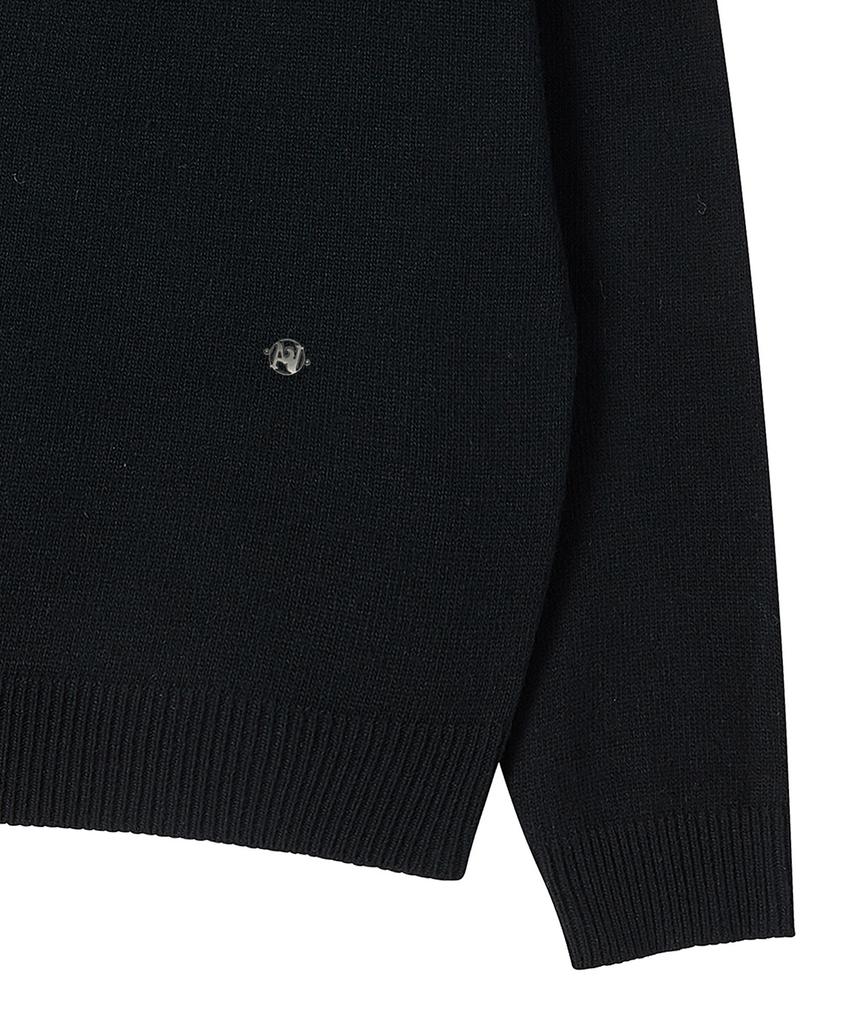 BEYOND CLOSET [Collection Line] Heritage Polo Wool Knit Black