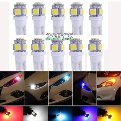 20 шт. 12 В T10/W5W 5050 SMD 7500K Внутренняя купольная лампа для чтения автомобиля Боковая клиновая лампа багажника