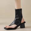Fashion Thick-heeled Thick-soled Roman Shoes 2024 New Women's Thong Sandals Summer Fashion High Top Sandals Casual Versatile High Heels