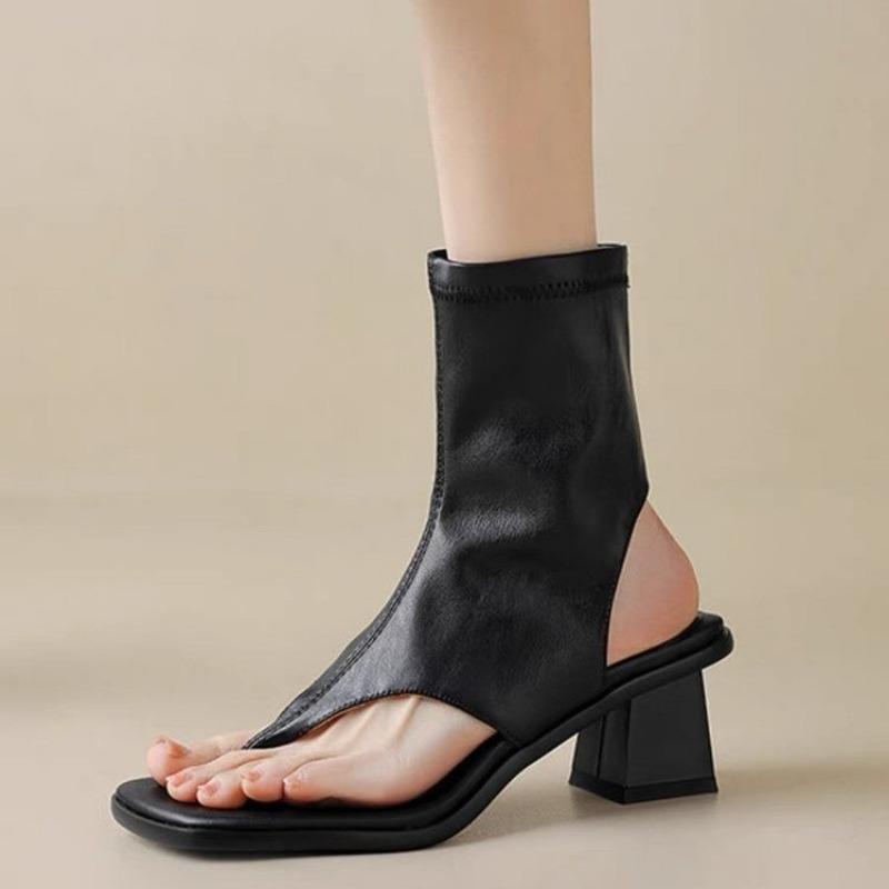 Fashion Thick-heeled Thick-soled Roman Shoes 2024 New Women's Thong Sandals Summer Fashion High Top Sandals Casual Versatile High Heels