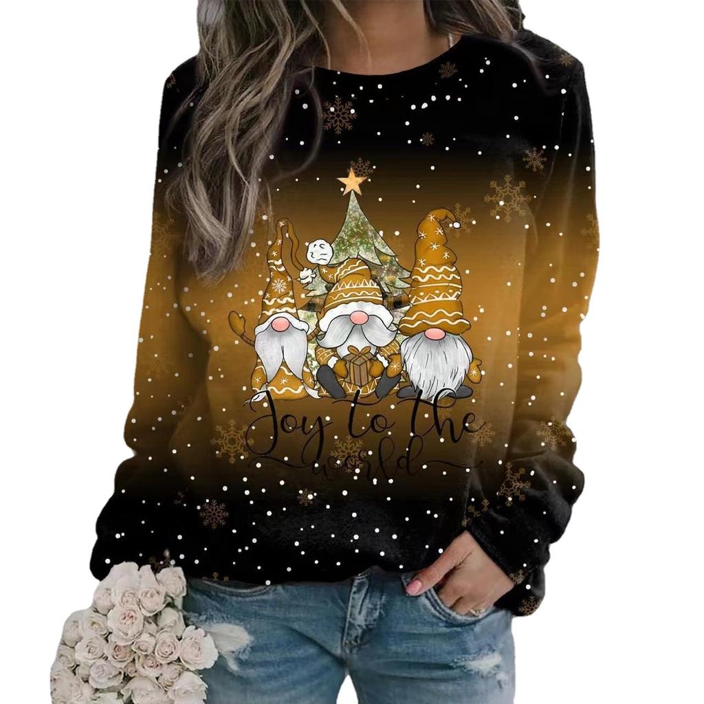 Женские рождественские тематические пуловеры с принтом, повседневная свободная толстовка свободного покроя