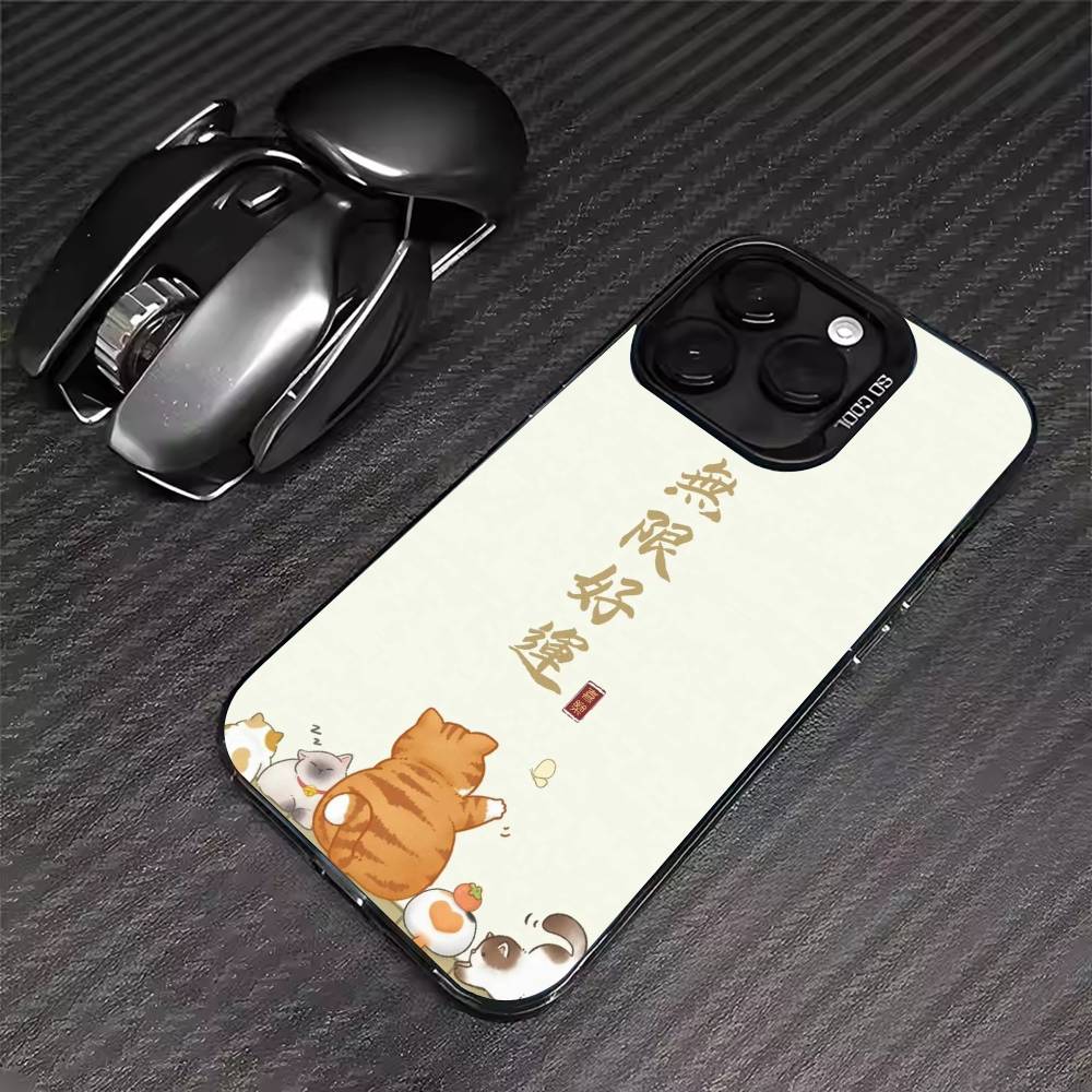 Популярный Чехол для Телефона с Мультяшным Котом и Кофе Для iPhone 17 16 15 14 13 12 11 Pro Max XS Max 7 8 Plus Ударопрочный Силиконовый Матовый Чехол