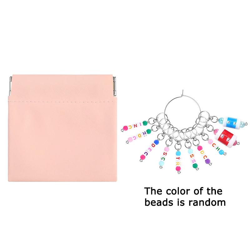 WTEMPO Разноцветный брелок-маркеры для вязания, квилтинга, вязания крючком с бусинами и замком. Идеальный подарок для бабушки или мамы. Швейные принадлежности с сумкой.