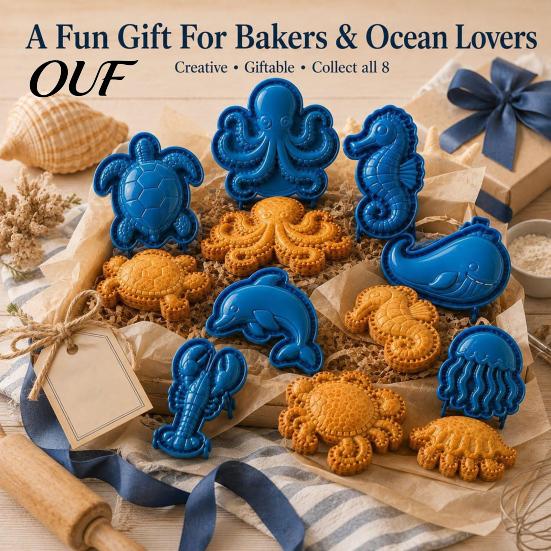 Portable Pastry Press for Parties Marine Animal Mini Pie Mold, Durable Non-stick Reusable Dough Cutter, Decorative Handheld Ravioli Tool Hand Cookies