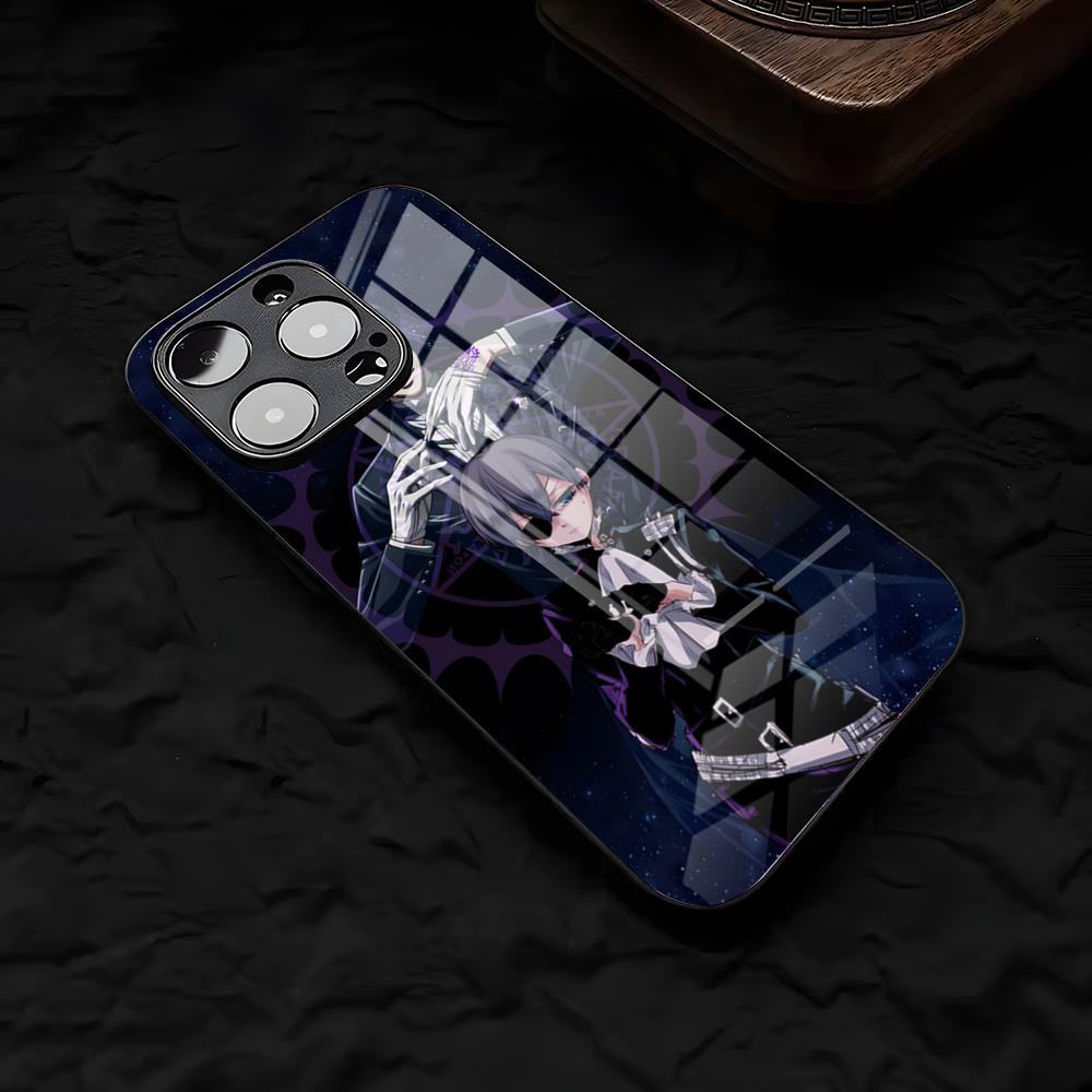Аниме Черный Дворецкий Чехол для Телефона Для IPhone 17 Air 16 E Pro Max 15 14 13 Mini 12 Pro 11 Max Plus Черная Стеклянная Крышка