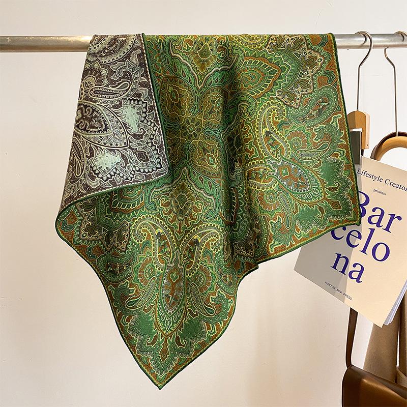 Двусторонний шарф из шелка и шерсти «Тропические джунгли» — роскошная теплая зимняя шаль для женщин