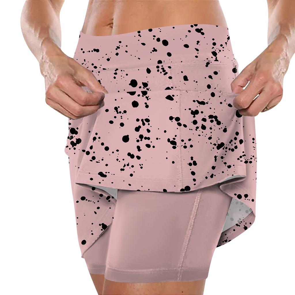 Женская юбка, эластичные брюки-кюлоты для йоги для женщин, спортивные шорты с принтом, легкие узкие однотонные бегуны с высокой талией