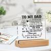 Clear Acrylic Ornament with Wooden Base Father's Day Gift from Son Desk Decor Printed Transparent Acrylic Block Birthday Holiday Present for Dad