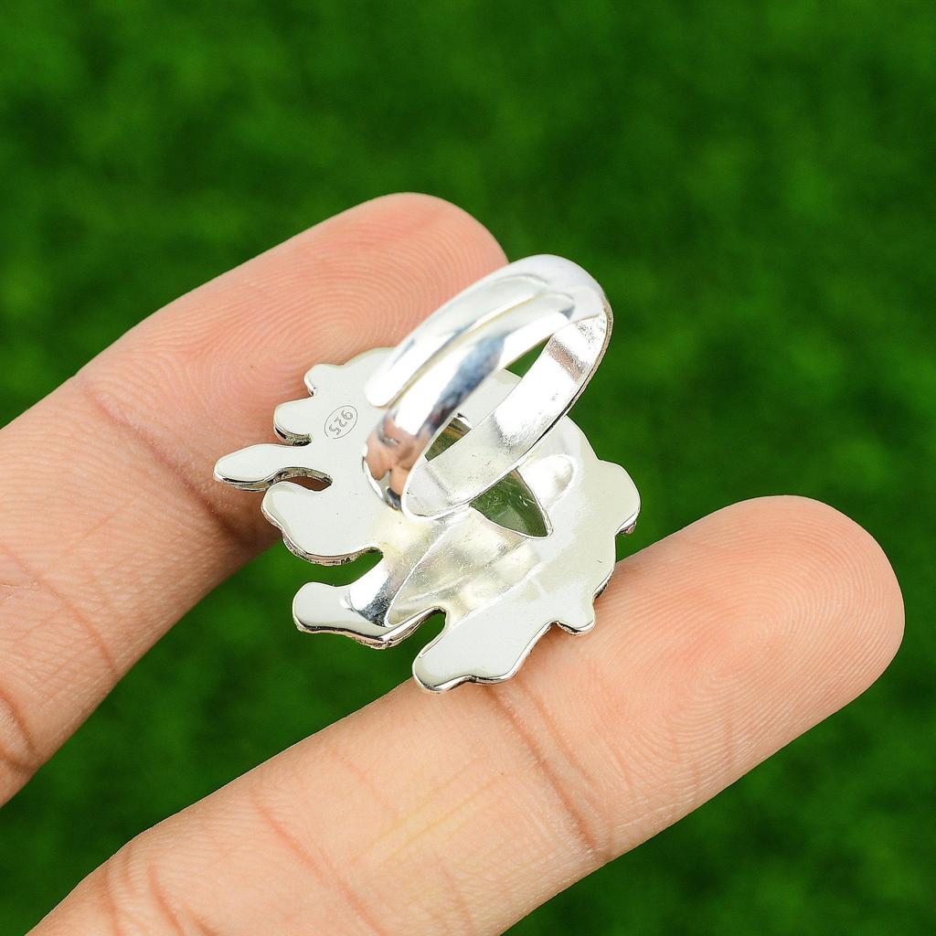 Gift For Her Natural Golden Rutile Stackable Adjustable Ring 925 Silver