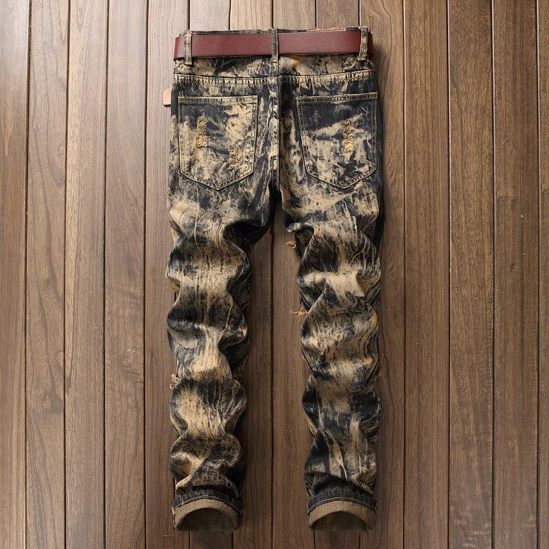 Jeans Men's Ripped Retro Trendy Pants Denim Pant