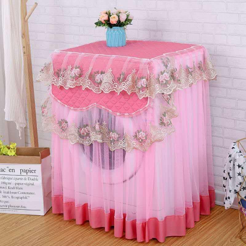 Lace Washing Machine Cover Dustproof Embroidery Floral Home Decor Protector Washing Machine Covers