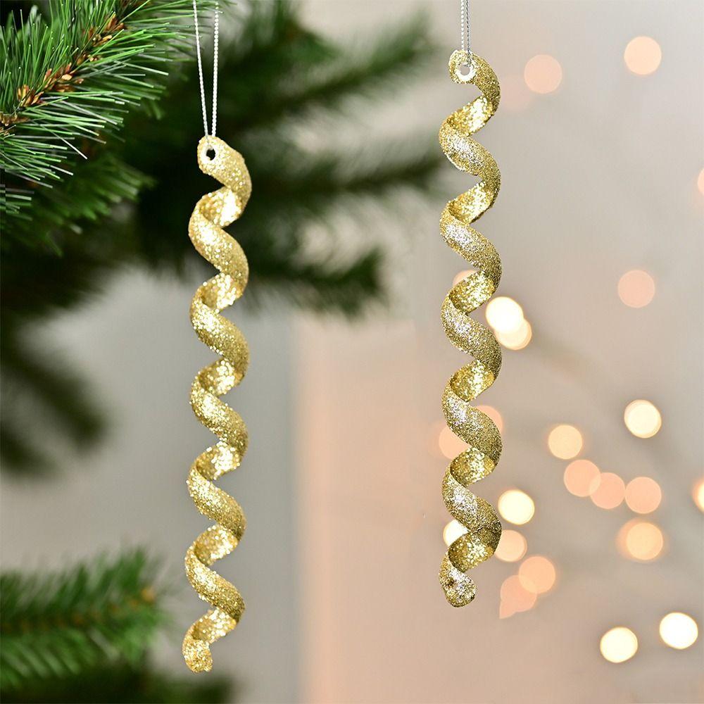 4pcs Twisted Christmas Snowflakes Icicle Pendants Holiday Party Supplies