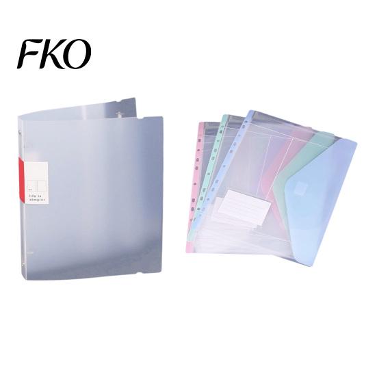 File Pockets 11 Hole Expandable Binder Folders for 2/3/4 Ring Document Pouch, Plastic Envelopes Green Organizer Pocket with Snap Button &