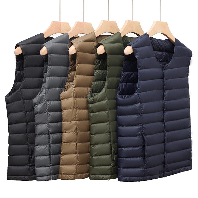 Men's Down Vest Light Down Jacket Stand Collar Coat Large Waistcoat