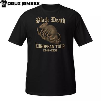 Футболка Black Death European Tour Funny Rat Skull 1347–1351 | Футболка с DTG-печатью