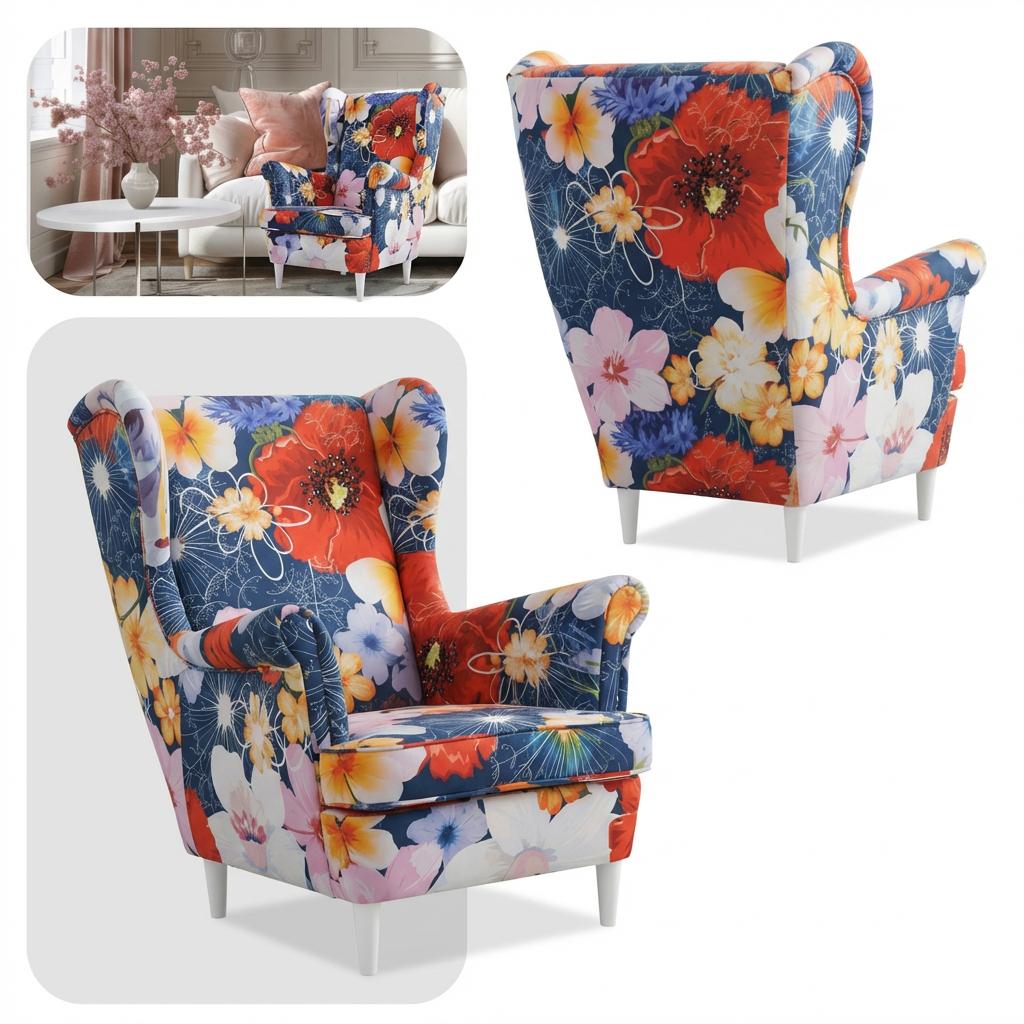 Ohrensessel M Print mit Muster im skandinavischen Stil – Family Meble