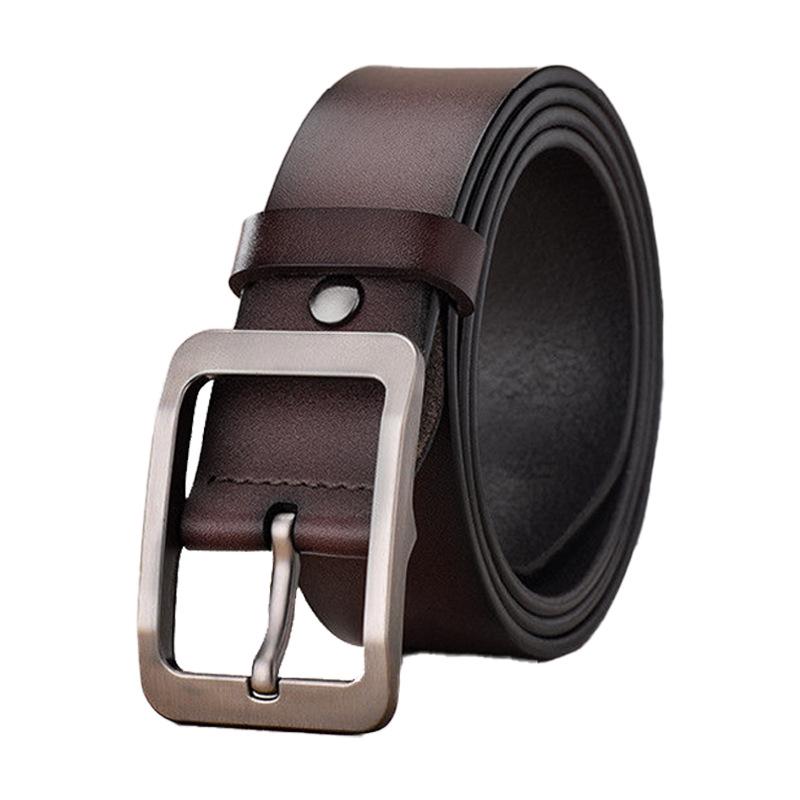 Ремень из коровьей кожи с пряжкой из сплава в стиле ретро для деловых повседневных брюк