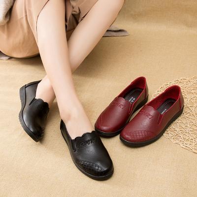 Новая весенняя обувь, одинарная обувь, дышащая, для среднего и пожилого возраста, рабочая кожаная обувь, на одной педали, женская обувь для среднего возраста