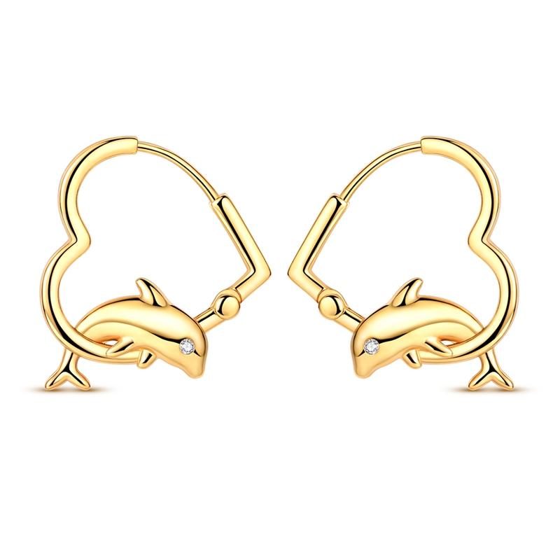 Hoops Earring 925 Silver Dolphin Heart Star Moon Sun Celtic Knot Earring for Women Girls Party Birthday Fashion Jewelry
