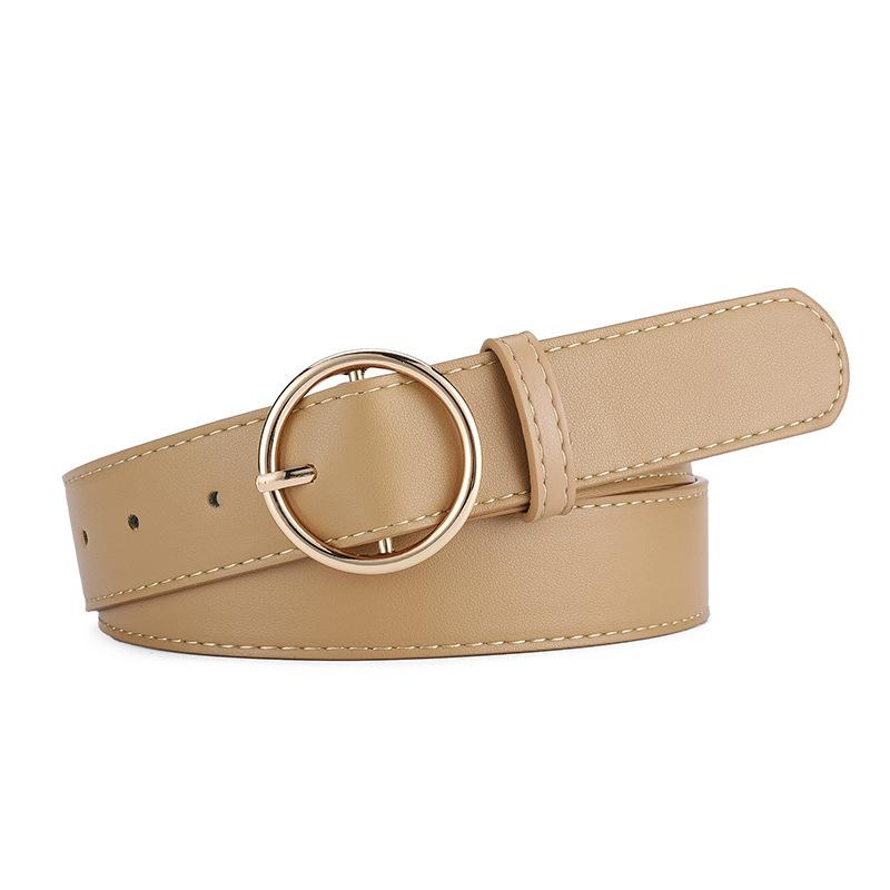 Round Buckle PU Leather Belt Women's Jeans All-match Decorative Belt