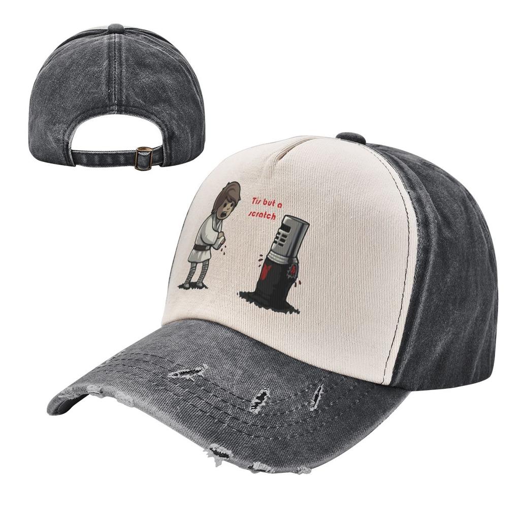 The Black Night And Luke Tis But A Scratch Outfit Baseball Caps Monty Python Distressed Washed Caps Hat Vintage