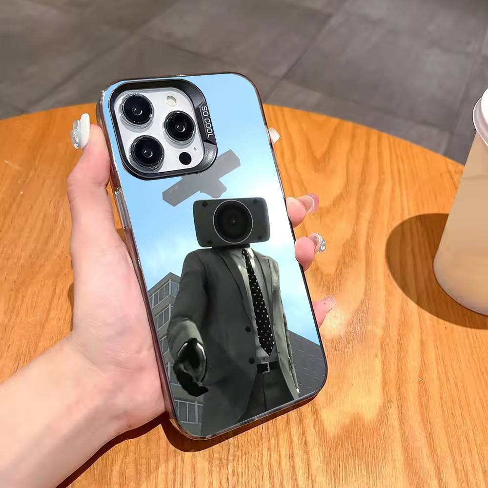 1PC Skibidi T-Toilet ANIME Phone Case For iPhone17,16,15,14,13,12,11,Pro,MAX Gray Matte Silicone Black Cover
