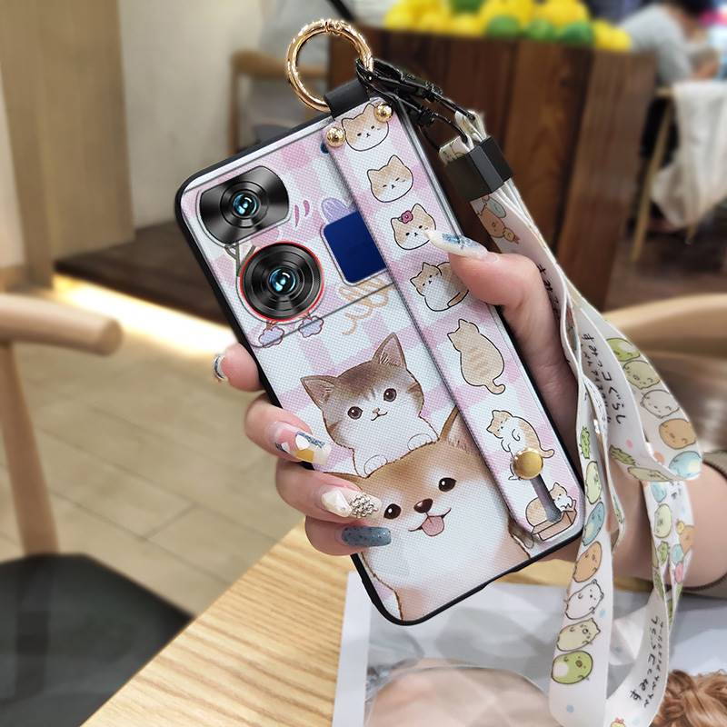 Soft Case Ring Phone Case For ZTE Nubia Z60 Ultra Back Cover Fashion Design Lanyard Waterproof Anti-knock Wrist Strap
