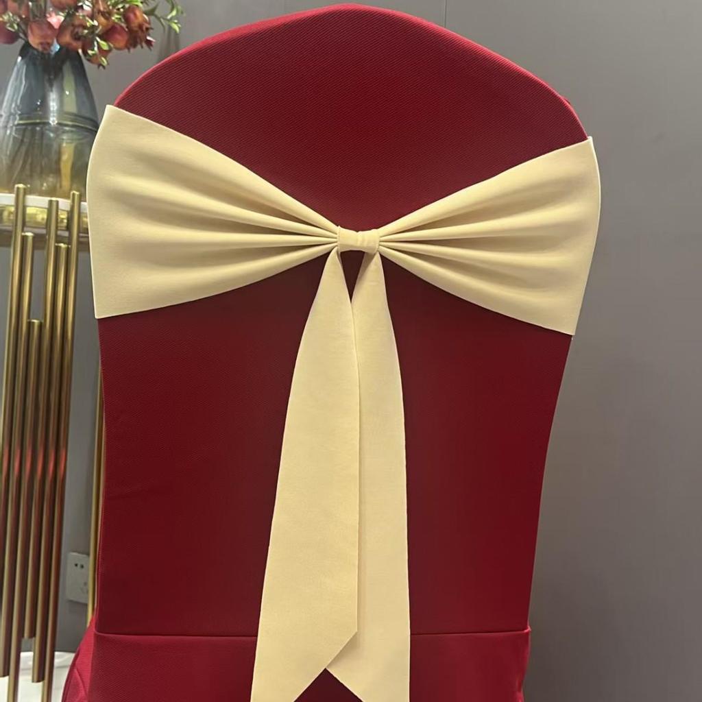 Эластичный чехол на спинку стула с декоративной цветочной завязкой для банкетов