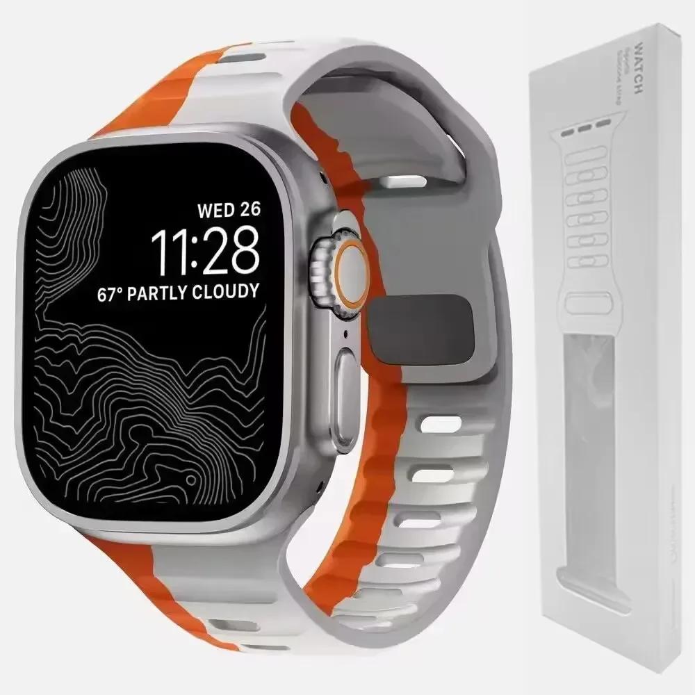 Мягкий силиконовый ремешок для Apple Watch Band Ultra 2, 49 мм, 44 мм, 45 мм, 42 мм, 41 мм, 42 мм, спортивный ремешок для часов iwatch Serise 5, 6, 7, 8, 9, браслет