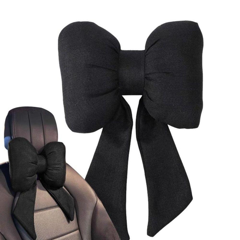 Streamer Linen Bow Car Headrest Linen Ribbon Bow Car Neck Pillow Lumbar Rest Pillow Car Seat