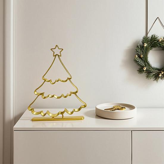 Christmas Party Supplies 3D Printed Hollow Tree Ornament, Modern Minimalist Festive Holiday Home Interior Accents Sculpture, Decorative Tabletop