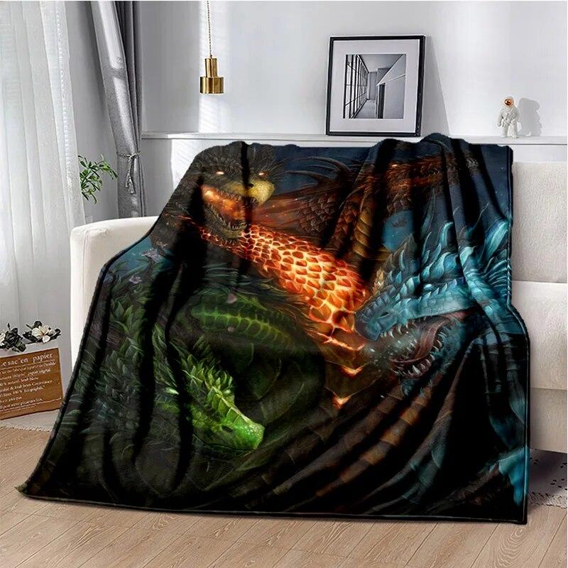 Одеяло с 3D принтом дракона, чехол для дивана, офисные походные часы, ТВ, теплое одеяло, одеяло для пикника, одеяло для спальни